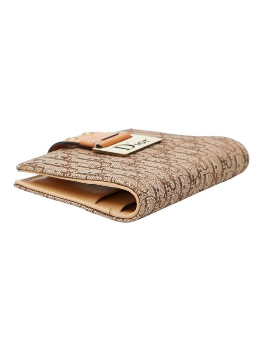 Dior Trotter Jacquard Card Case Bifold Beige Brown Canvas Leather - Picture 5 of 9